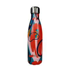 imagSmily kiddos stainless steel water bottle 500 ml abstract theme Red