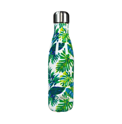 imagSmily kiddos stainless steel water bottle 500 ml leaf theme white green