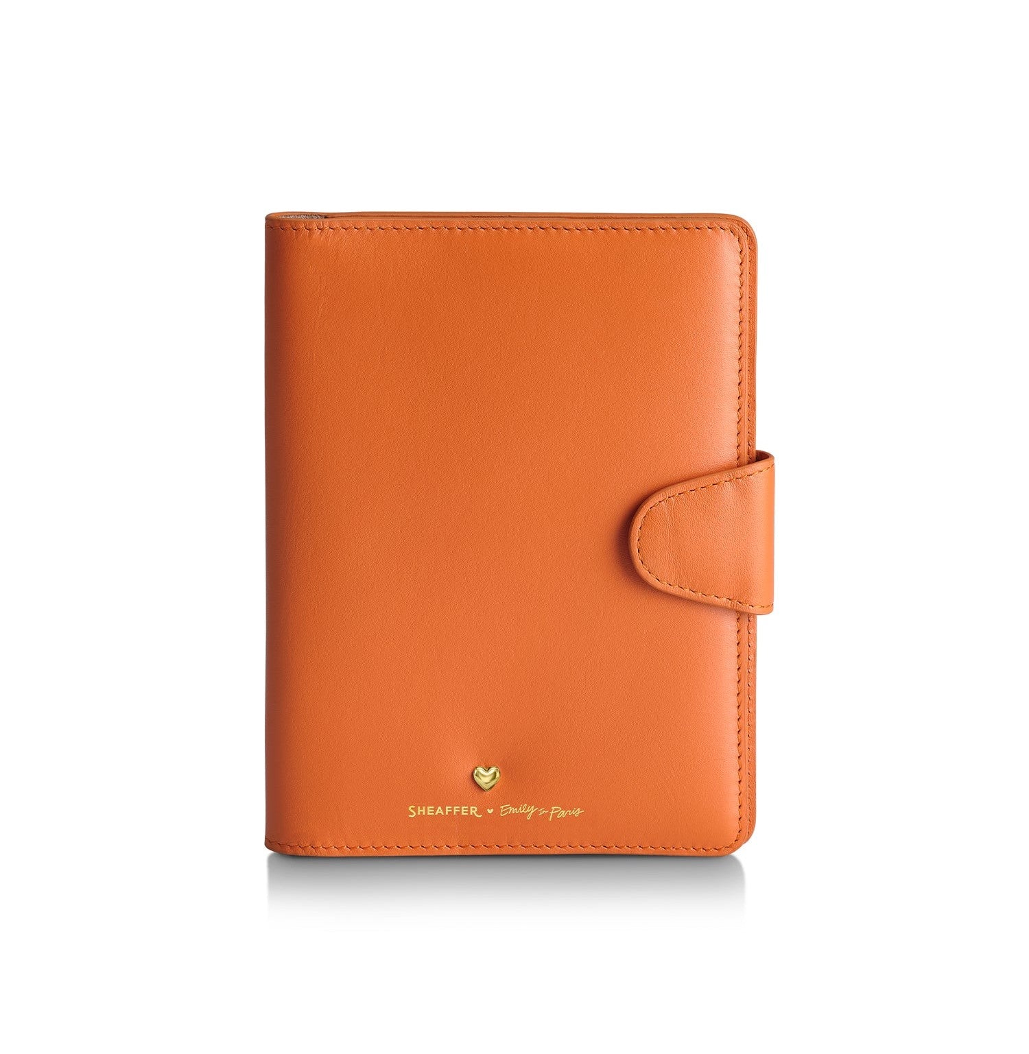 Passport Case Sheaffer Eip Leather With Pen Loop And Heart Emblem In Champagne Gold Finish Orange