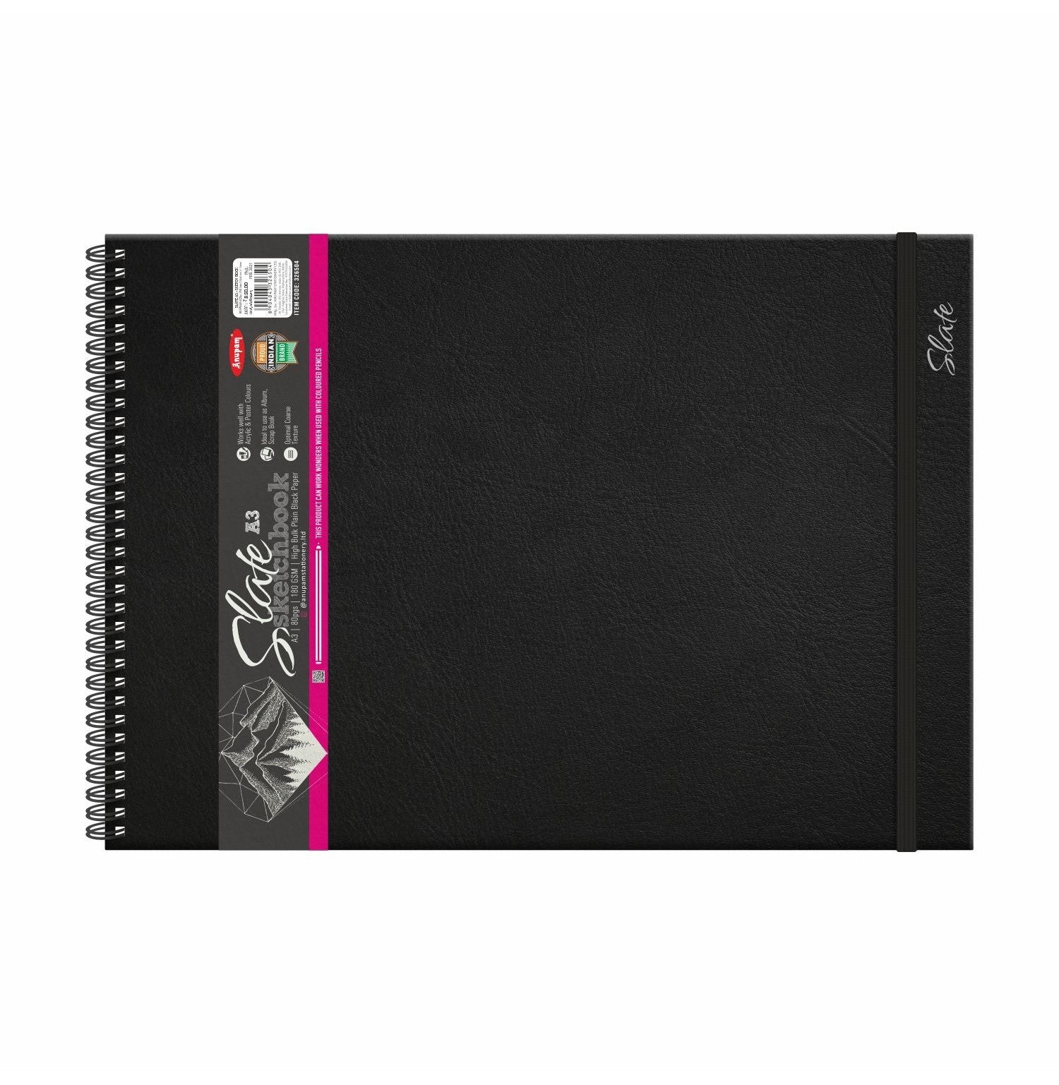Anupam Slate A3 Premium Black Paper Drawing Book 80 Pages Of Creative Freedom