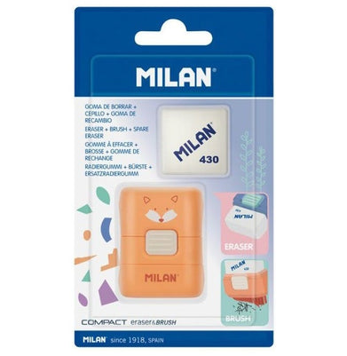 imagBlister Pack Compact Eraser With Brush, Fun Animals Special Series + Spare Eraser
