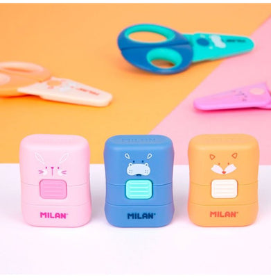imagBlister Pack Compact Eraser With Brush, Fun Animals Special Series + Spare Eraser