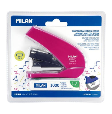 imagBlister Pack 'Energy Saving' Compact Stapler Pink, Acid Series Incl. 1000 Staples