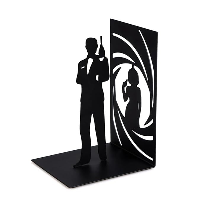Secret Agent Black Metal Bookend: Sleek Support For Your Book Collection
