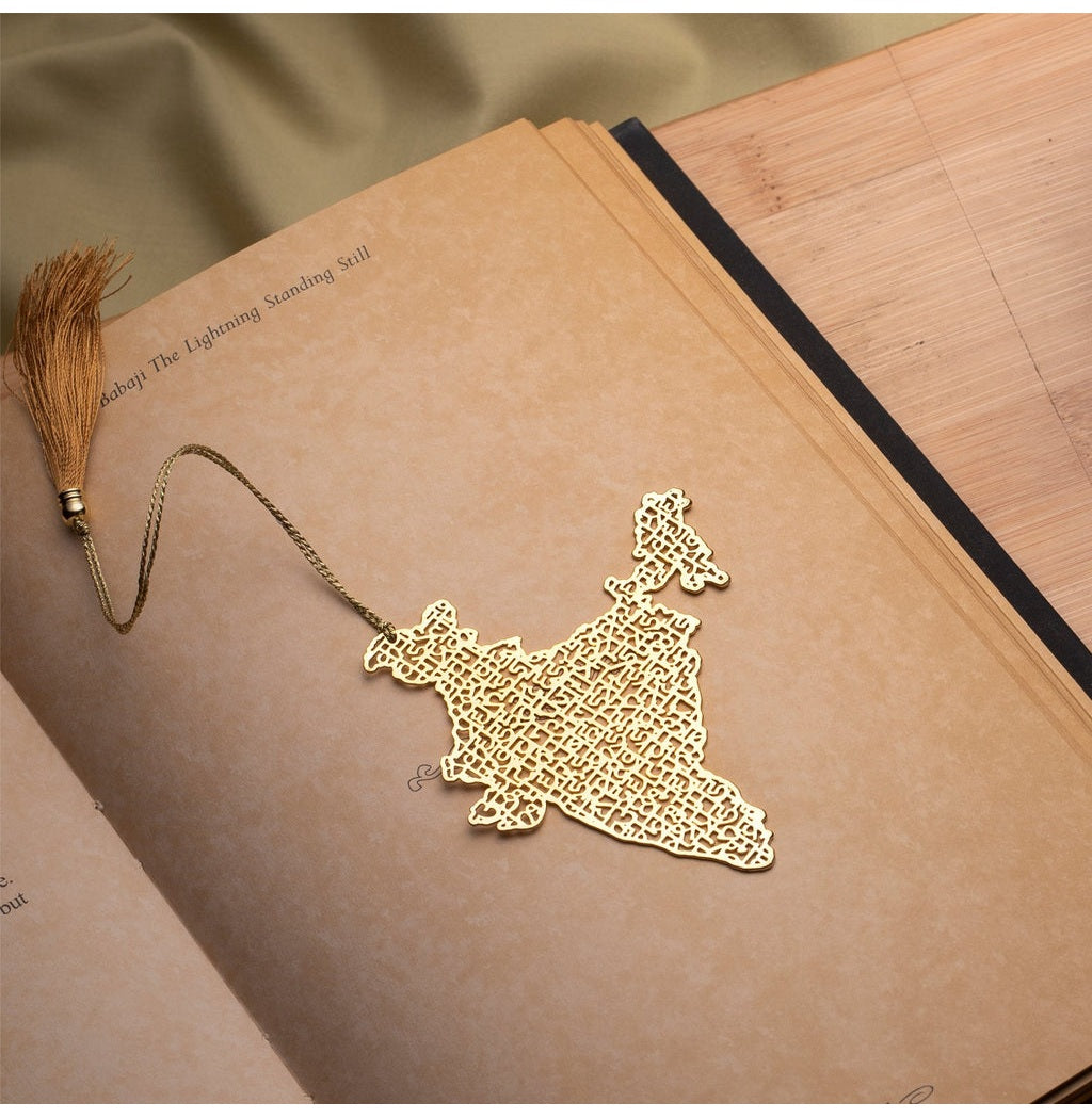 Elegant Brass India Map Bookmark with Luxurious Tassel