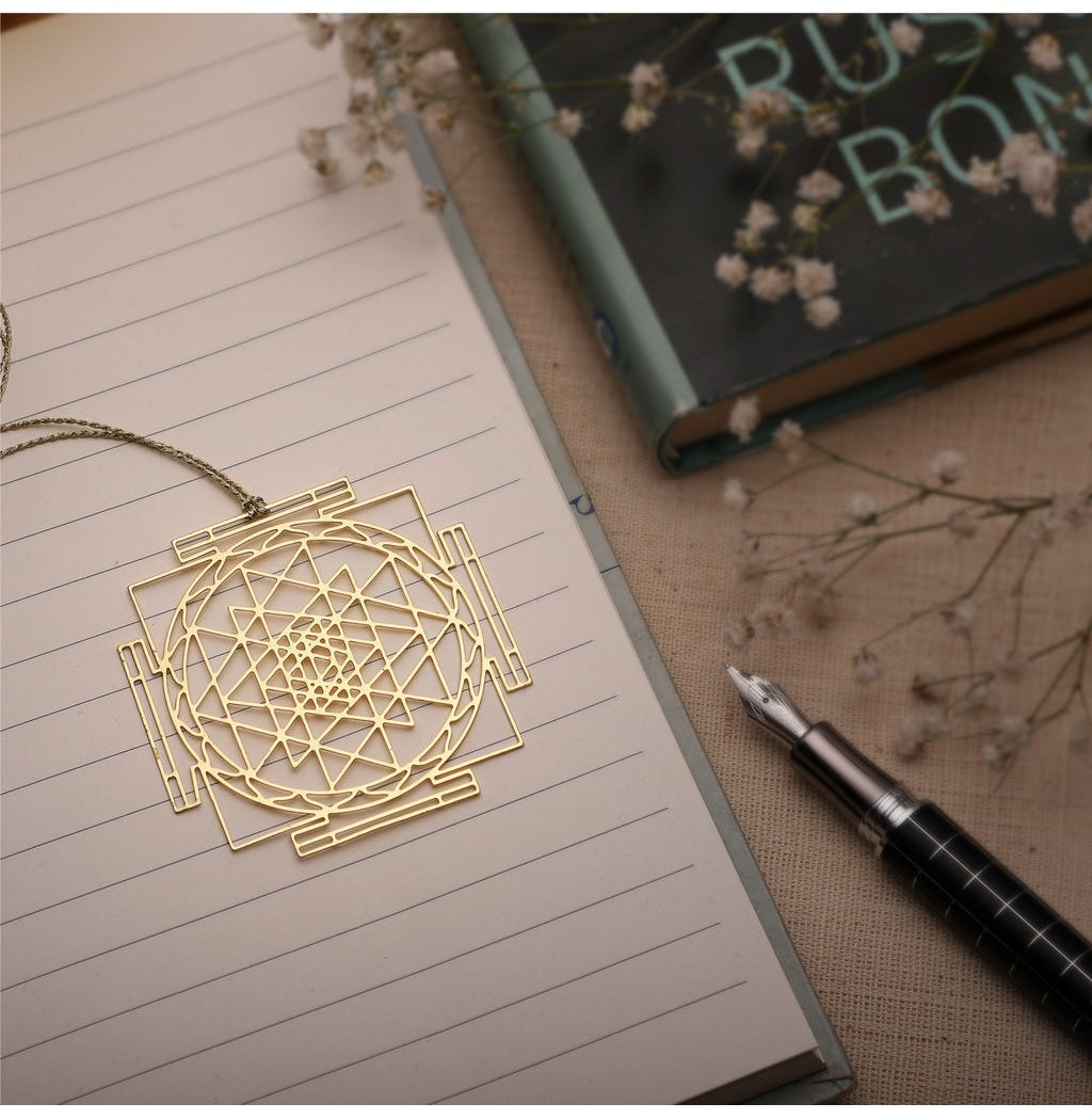 Shree Yantra Brass Bookmark: Spiritual Elegance for Every Reader