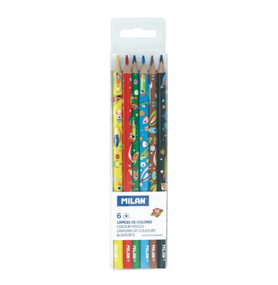imagBox 6 Black Wood Triangular Pencils Fluo Colours