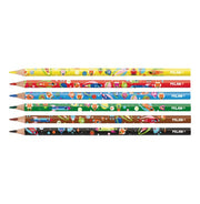 image //www.c...Box 6 Black Wood Triangular Pencils Fluo Colours