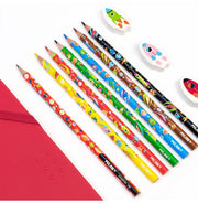 image //www.c...Box 6 Black Wood Triangular Pencils Fluo Colours