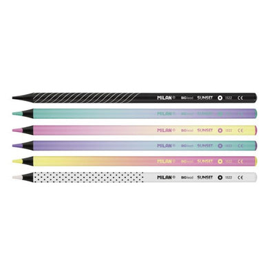 imagBox 6 Thick Lead Round Colour Pencils Sunset Series, Black Wood