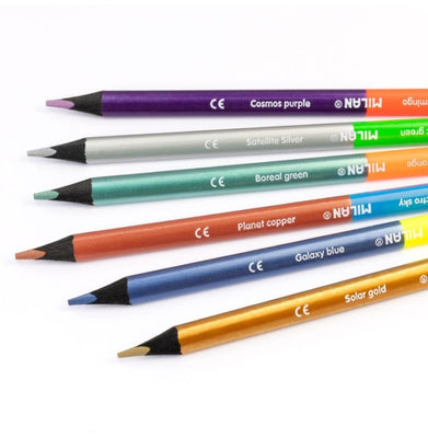 imagBox 6 Triangular Double-Ended Colour Pencils Fluo Colous + Metallic Colours