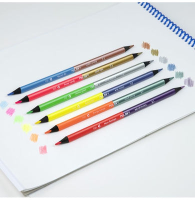 imagBox 6 Triangular Double-Ended Colour Pencils Fluo Colous + Metallic Colours