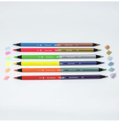 imagBox 6 Triangular Double-Ended Colour Pencils Fluo Colous + Metallic Colours