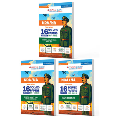 imagOswaal NDA-NA NATIONAL DEFENCE ACADEMY/NAVAL ACADEMY 16 Previous Solved Papers | Yearwise 2017-2025 II English, General Studies, Mathematics Set of 3 Books For 2025 Exam buy online at crossword.in