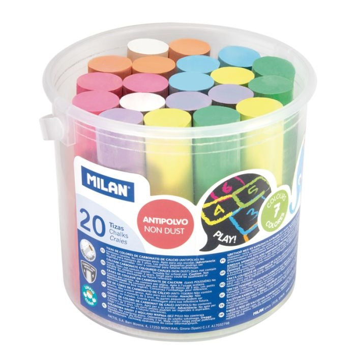 Maxi Coloured Calcium Carbonate Chalks - 20 Bright and Bold Classroom Colors