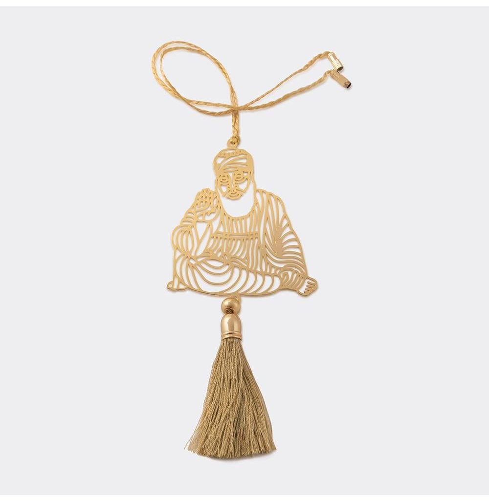 Brass Gurunanak Ji Car Hanging Ornament for Elegant Decor
