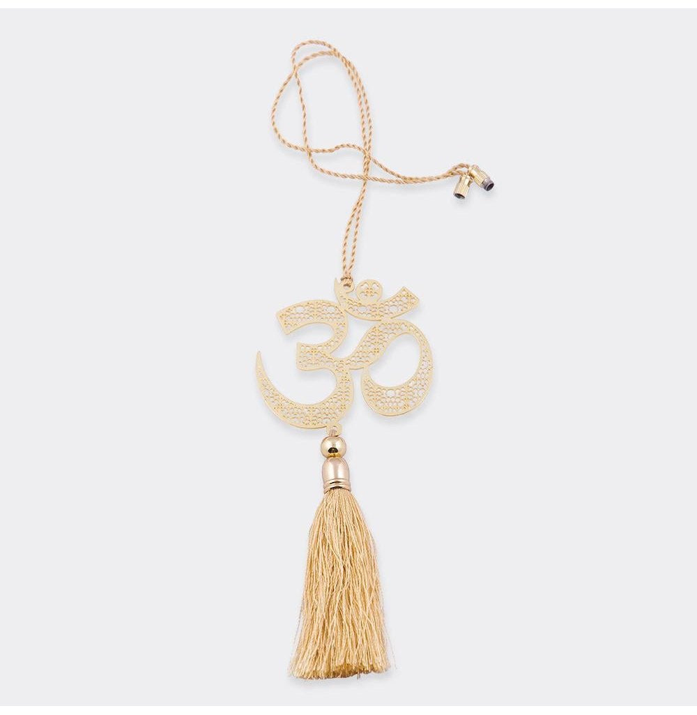 Elegant Brass OM Car Hanging Ornament for Rear-View Mirror