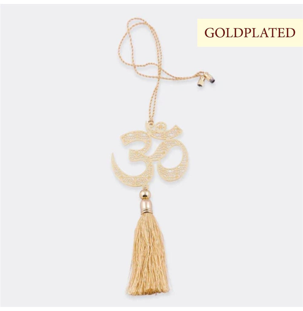 Om Gold Plated Car Ornament - Elegance for Your Rear-View Mirror