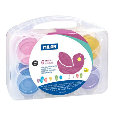 imagCase 6 Pots 100 Ml Finger Paint, Metallic Colours