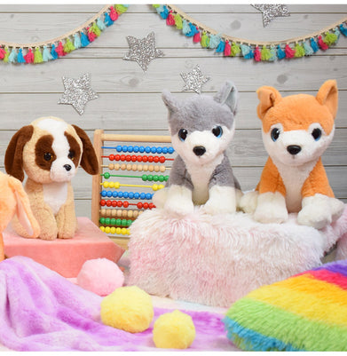 imagMirada 25cm Husky Dog With Glitter Eyes - Orange