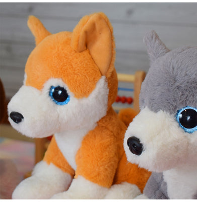 imagMirada 25cm Husky Dog With Glitter Eyes - Orange