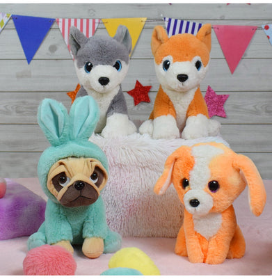 imagMirada 25cm Husky Dog With Glitter Eyes - Orange