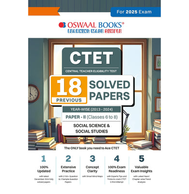 imagOswaal CTET CENTRAL TEACHER ELIGIBILITY TEST | 18 Previous Solved Papers | Year-wise 2013-2024 | Paper-II Classes 6 to 8 | Social Science/Social Studies | For 2025 Exam buy online at crossword.in