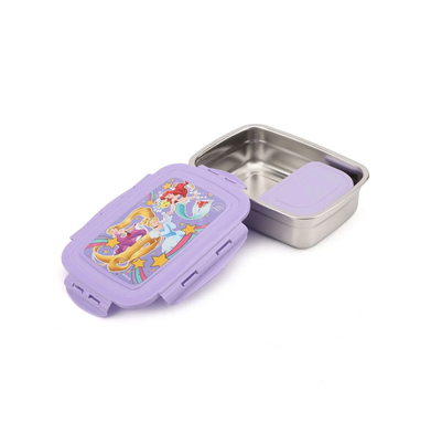imagDisney Princess Stainless Steel Made Lunch Box With 304 Stainless Steel Made Snap Lid Chutney / Subzi Container Inside, 1000 Ml-Multicolor