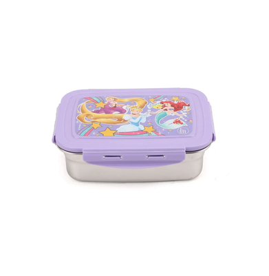 imagDisney Princess Stainless Steel Made Lunch Box With 304 Stainless Steel Made Snap Lid Chutney / Subzi Container Inside, 1000 Ml-Multicolor