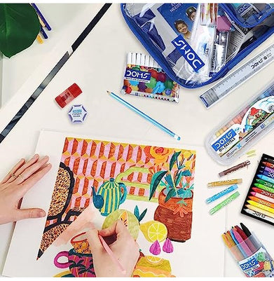 imagDOMS Gifting Range for Kids Pencil Smart Kit with Transparent Zipper Bag, Multicolour DM7160