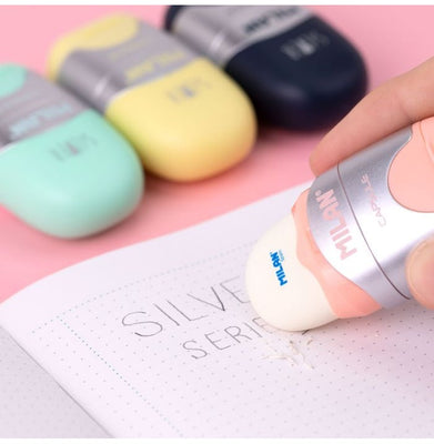 imagErasers With Pencil Sharpener Capsule Silver Series