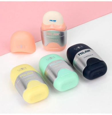 imagErasers With Pencil Sharpener Capsule Silver Series