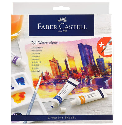imagFaber-Castell Easy to Use Assorted Watercolours 24 Tube of 2 Box 9 ml Each