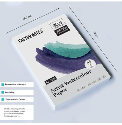 imagFactor Note 300 GSM A3 Watercolour Sheet 5 Pages -Watercolour Sheets A3