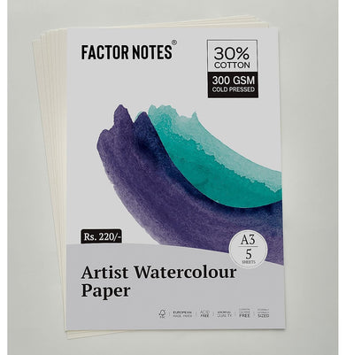 imagFactor Note 300 GSM A3 Watercolour Sheet 5 Pages -Watercolour Sheets A3
