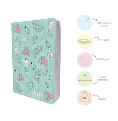 imagFactor Notes-Notebook :100 GSM A5 Dot 160 Pages -The Pastel Mint Roses: Dot Grid