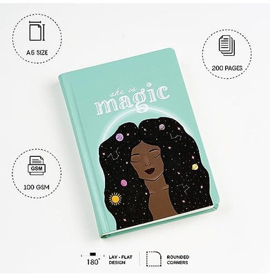 imagFactor Notes-Notebook :100 GSM A5 Hardbound Dot 200 Pages -She is Magic Hardbound : Dot Grid