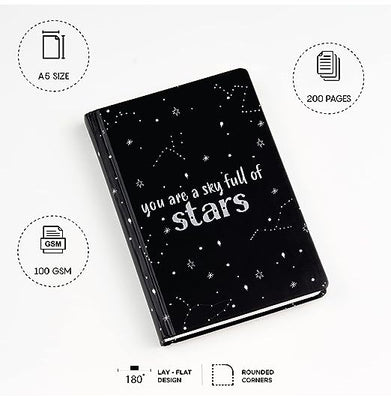 imagFactor Notes-Notebook :100 GSM A5 Hardbound Ruled 200 Pages -A Sky full of Stars