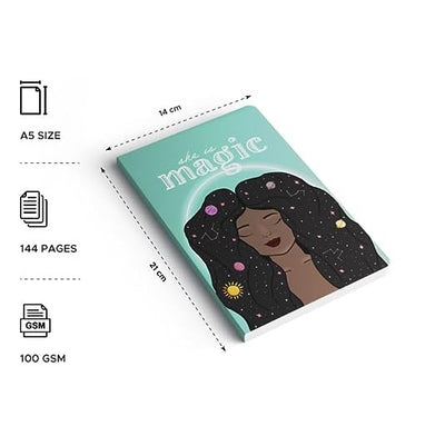 imagFactor Notes-Notebook :100 GSM A5 Plain 144 Pages -She is magic: Plain