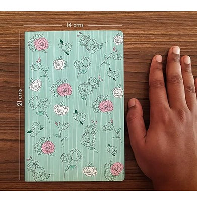 imagFactor Notes-Notebook :100 GSM A5 Plain 144 Pages -The Pastel Mint Roses: Plain