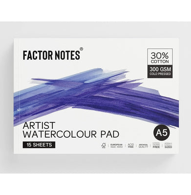 imagFactor Notes-Notebook :30% Cotton Mix  A5 Watercolour Pad 15 Pages -Watercolour Pad