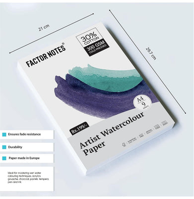 imagFactor Notes-Notebook :300 GSM A4 Watercolour Sheet 9 Pages -Watercolour Sheets A4