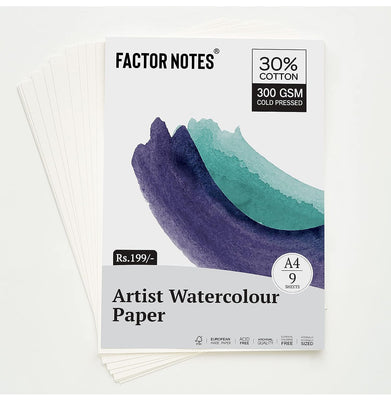 imagFactor Notes-Notebook :300 GSM A4 Watercolour Sheet 9 Pages -Watercolour Sheets A4