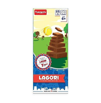 imagFunskool Games Lagori With 7 Wooden Blocks & Ball