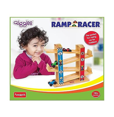 imagFunskool Giggles Ramp Racer - Wooden Racing Toy With 3 Mini Cars