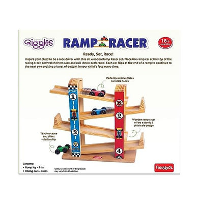 imagFunskool Giggles Ramp Racer - Wooden Racing Toy With 3 Mini Cars