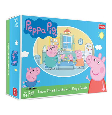 imagFunskool Peppa Pig Learn Good Habits With Peppa Puzzle 2 X 12-Pcs Kids Multicolour 4945200