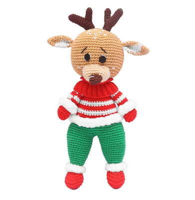 imagHandcrafted Amigurumi Christmas Soft Toy- Cute Boy Reindeer
