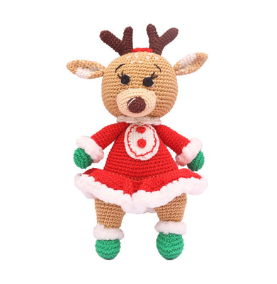 imagHandcrafted Amigurumi Christmas Soft Toy- cute girl reindeer