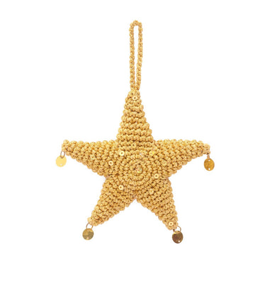 imagHandcrafted Amigurumi Christmas Tree Ornament- star crochet-gold